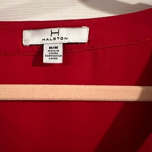 H Halston Faux Wrap  Knotted High Low Boho Long Sleeve Blouse Size medium, NWOT - Picture 3 of 6
